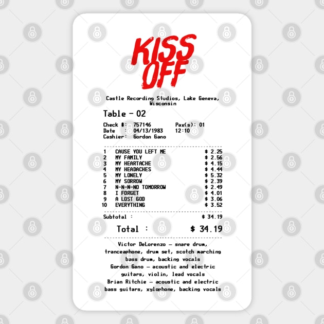 Kiss Off - Retro Receipt Design Magnet by DrumRollDesigns